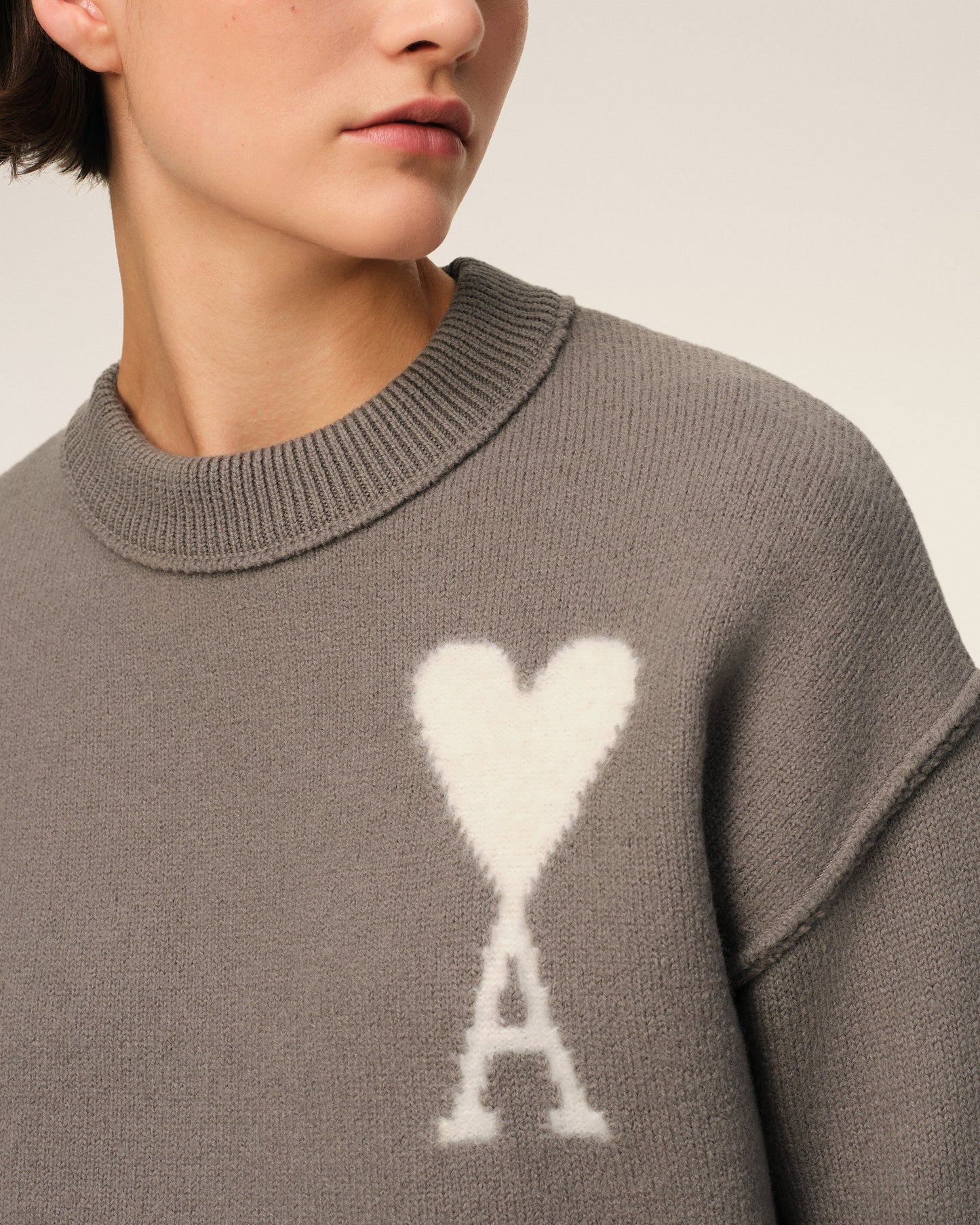 TAUPE WOOL AMI SWEATER
