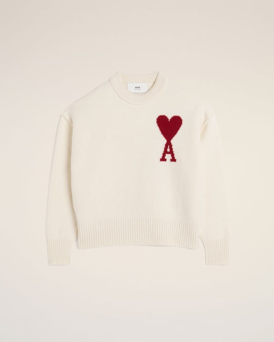 WHITE WOOL AMI SWEATER