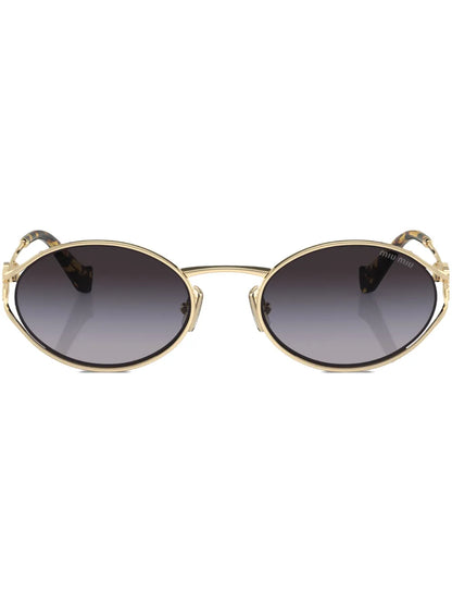 Miu Miu Eyewear lunettes de soleil ovales à plaque logo