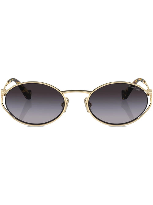 Miu Miu Eyewear lunettes de soleil ovales à plaque logo
